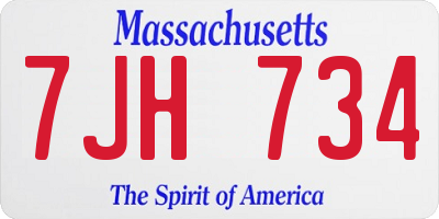 MA license plate 7JH734