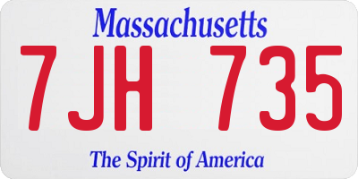 MA license plate 7JH735