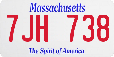 MA license plate 7JH738