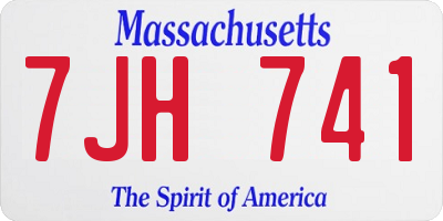 MA license plate 7JH741
