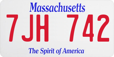 MA license plate 7JH742