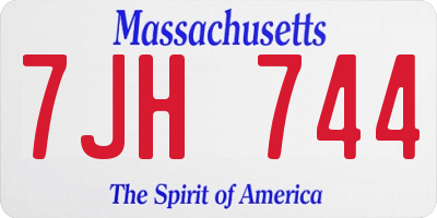 MA license plate 7JH744