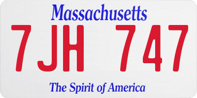 MA license plate 7JH747