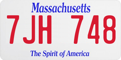 MA license plate 7JH748