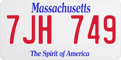 MA license plate 7JH749