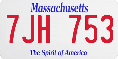 MA license plate 7JH753