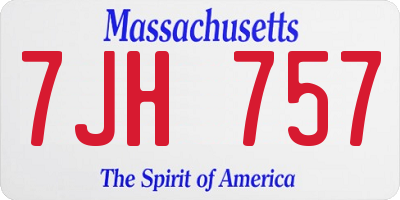 MA license plate 7JH757