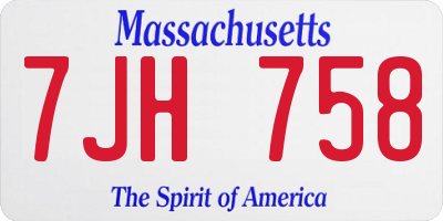 MA license plate 7JH758
