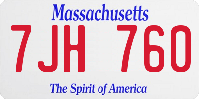 MA license plate 7JH760