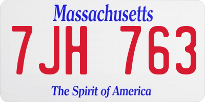 MA license plate 7JH763