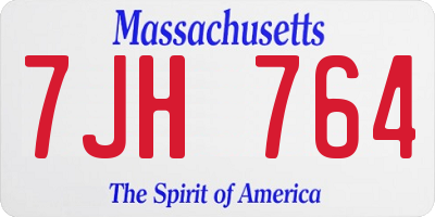 MA license plate 7JH764