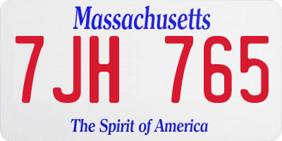MA license plate 7JH765