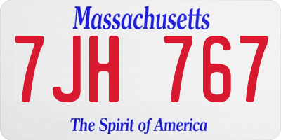 MA license plate 7JH767