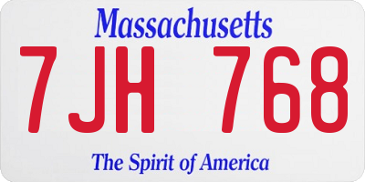 MA license plate 7JH768