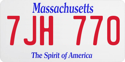 MA license plate 7JH770