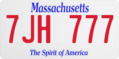 MA license plate 7JH777