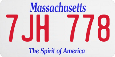 MA license plate 7JH778