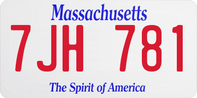 MA license plate 7JH781
