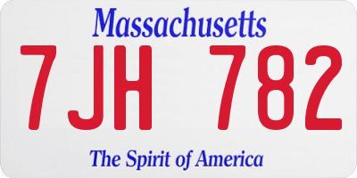 MA license plate 7JH782