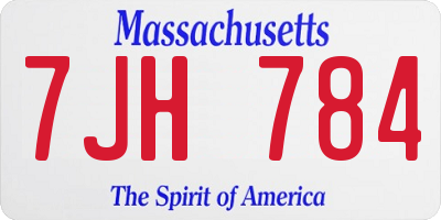 MA license plate 7JH784