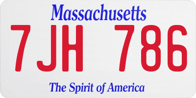MA license plate 7JH786