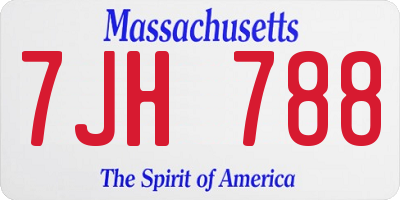 MA license plate 7JH788