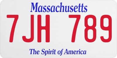 MA license plate 7JH789