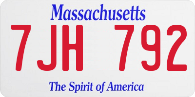 MA license plate 7JH792