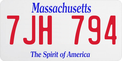 MA license plate 7JH794
