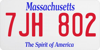 MA license plate 7JH802