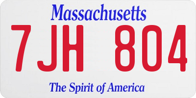 MA license plate 7JH804