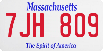 MA license plate 7JH809