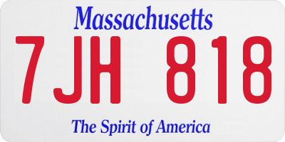 MA license plate 7JH818