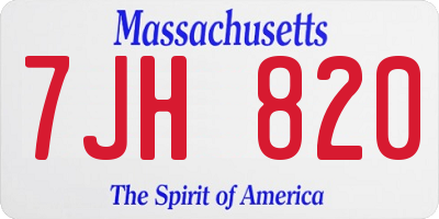 MA license plate 7JH820
