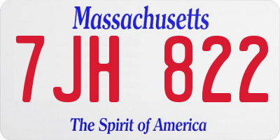 MA license plate 7JH822