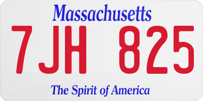 MA license plate 7JH825