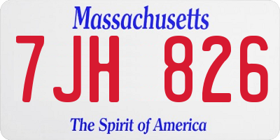 MA license plate 7JH826