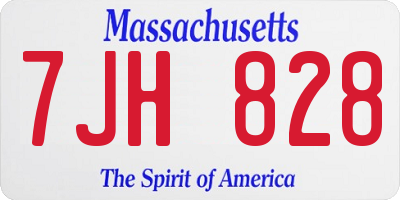 MA license plate 7JH828
