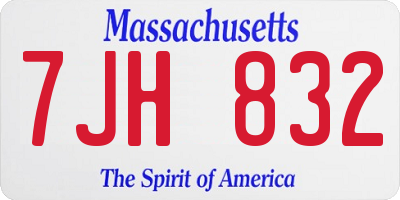 MA license plate 7JH832