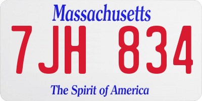 MA license plate 7JH834