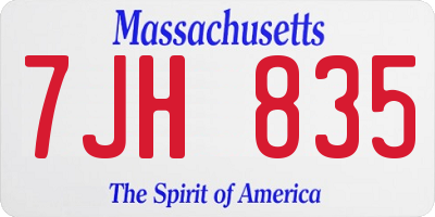 MA license plate 7JH835