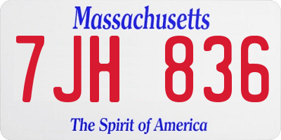 MA license plate 7JH836