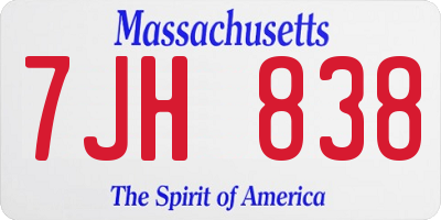 MA license plate 7JH838