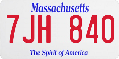 MA license plate 7JH840
