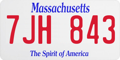 MA license plate 7JH843