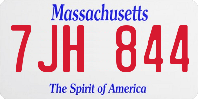 MA license plate 7JH844