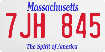MA license plate 7JH845
