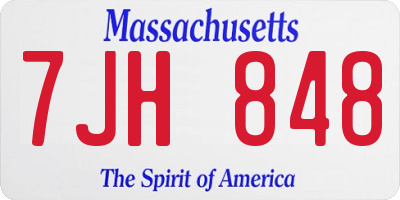 MA license plate 7JH848