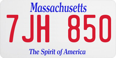MA license plate 7JH850