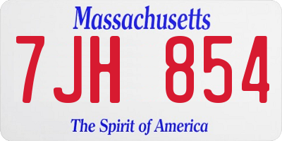 MA license plate 7JH854